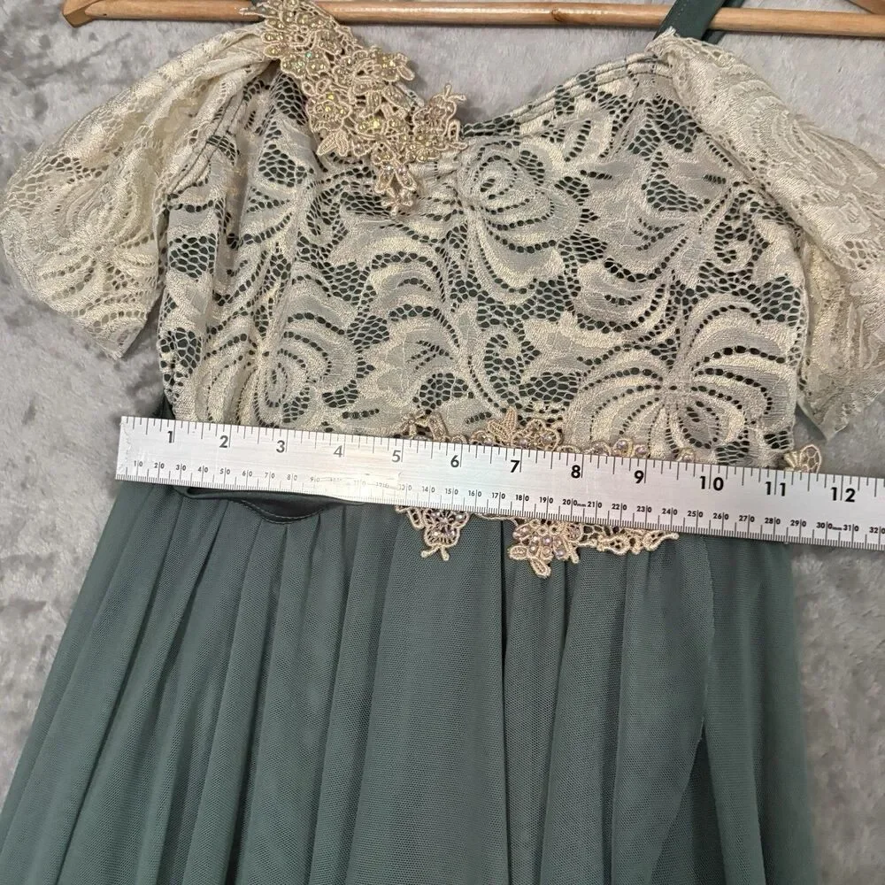 Weissman Sage Green Lyrical Dance Costume Dress (Size SA) Holiday Lace Ballet